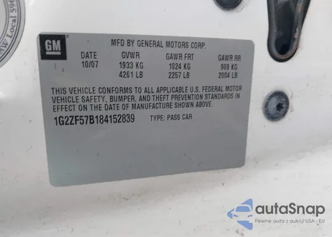 2008 Pontiac G6 Value Leader z USA, uszkodzony, nr VIN 1G2ZF57B184152839